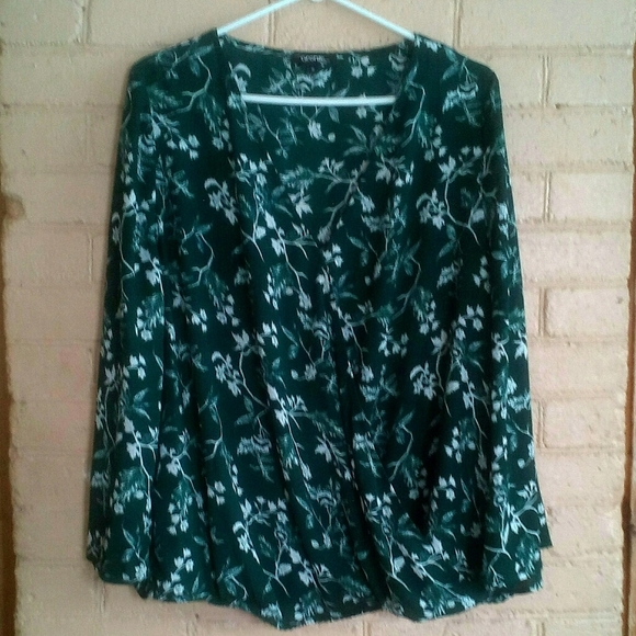 George Plus Green Floral Blouse Size 1x - Picture 1 of 4